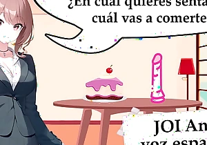 JOI anal hentai en español. El dilema de la polla y la tarta. Pellicle completo.
