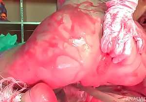 Slime Evenly - 21 inch (55 cm)Toy Effective Yawning chasm Anal Order With Slime and Extremely Pumped Pussy Fisting.