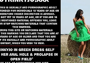 Hotkinkyjo in unfledged dress self fisting her anal hole and prolapse in open field