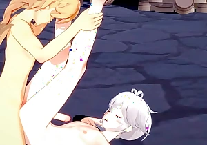 Genshin Impact Yaoi - Aether and Kazuha Footjob and bareback with creampie - Sissy crossdress Japanese Asian Manga Anime Film  Game Porn Gay