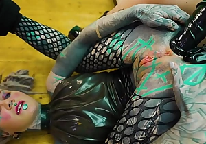 Tattooed LATEX ANAL doting sluts ASS stretching