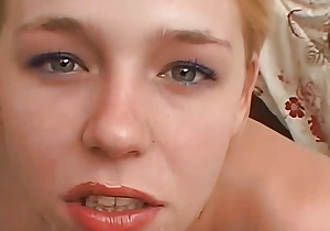 Blonde horny teen receives her wet pussy fucked and her mouth cunt filled with cum!