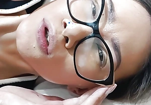 Bespectacled Nymphomaniac Stepmommy Fucked in Enveloping Her Holes and Savoury Cum on Her Glasses