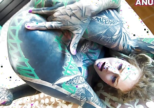 Tattoo comprehensive Anuskatzz anal cumplay cum fetish gaup ass gaping skinny inked solo play goth emo punk