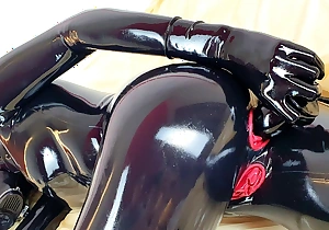 ANAL-ONLY in latex catsuit with built-in vaginal and anal condoms - OnlyFans teaser