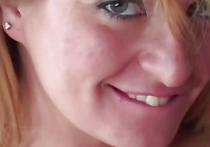 This blonde showed him her fake tits and he was mesmerized so he fucked her