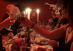 Mature swingers dining coupled with feasting